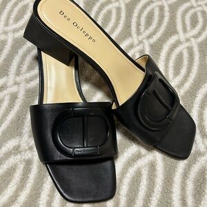 Black Leather Mules with Sleek Minimalist Design